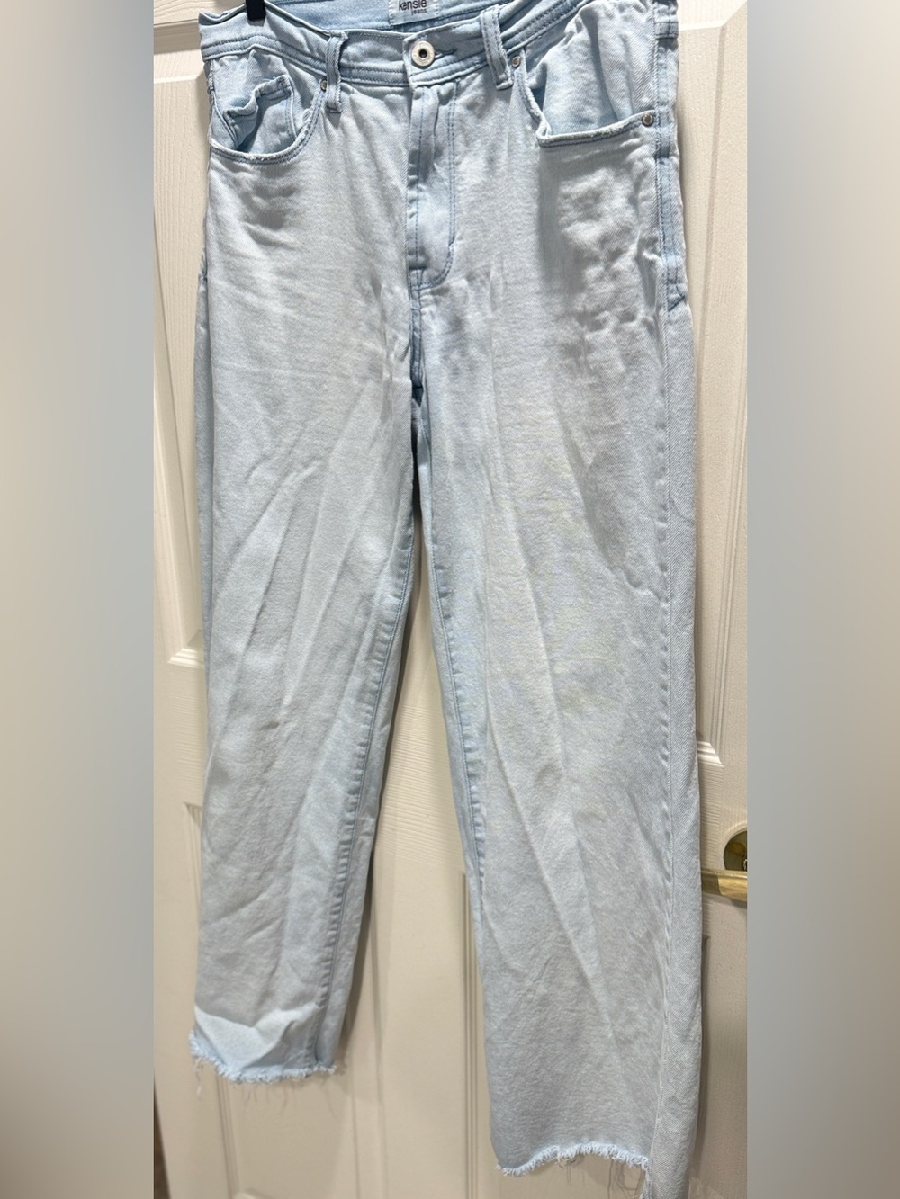 Kensie Kaya High Rise Wide Leg Jeans Light Wash Raw Hem 8/29 - Picture 4 of 8